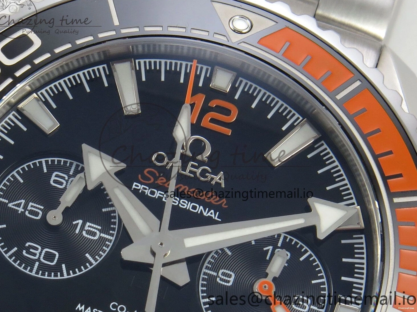 0517 Timeless Planet Ocean 600M Chrono SS VRF 1:1 Best Edition Black Orange Bezel Black Dial on SS Bracelet A 7652